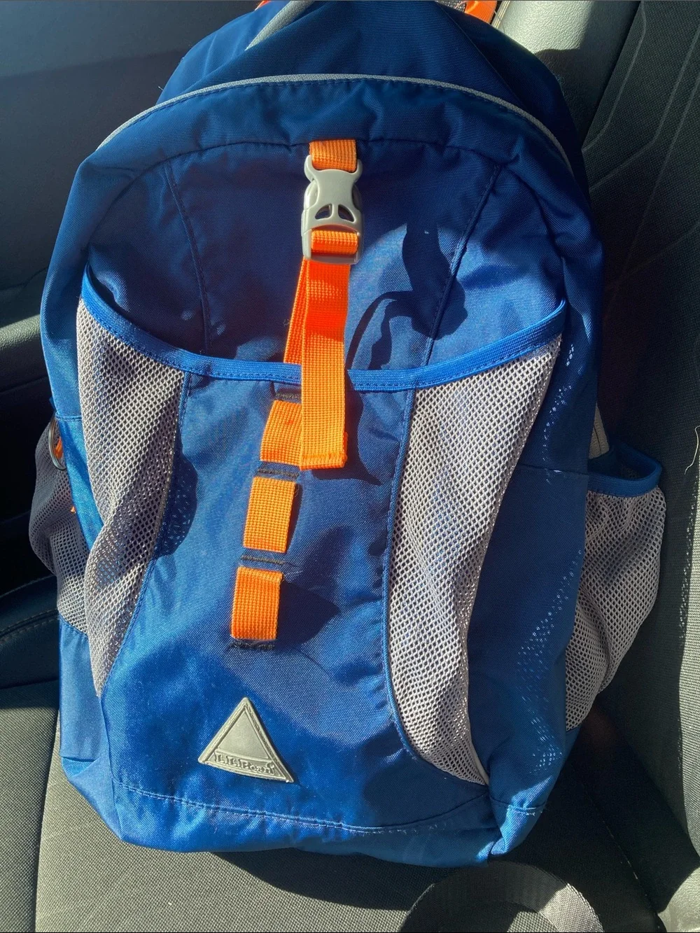L.L. Bean Royal Blue Kids Backpack with Orange Strap like new used once